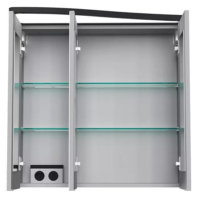 Camargue Lineo LED-Spiegelschrank - B x H: 70,4 x 70,2 cm, Mit Beleuchtung, Spanplatte, Grafit, Links - Vorderansicht