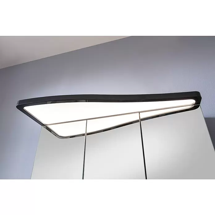 Camargue Lineo LED-Spiegelschrank - B x H: 70,4 x 70,2 cm, Mit Beleuchtung, Spanplatte, Grafit, Links - Detailaufnahme