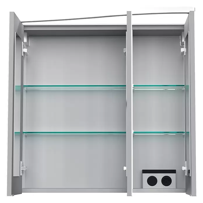 Camargue Lineo LED-Spiegelschrank - B x H: 70,4 x 70,2 cm, Mit Beleuchtung, Spanplatte, Weiß, Rechts - Vorderansicht