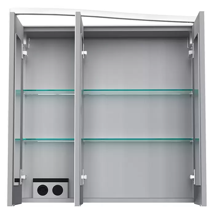 Camargue Lineo LED-Spiegelschrank - B x H: 70,4 x 70,2 cm, Mit Beleuchtung, Spanplatte, Weiß, Links - Vorderansicht