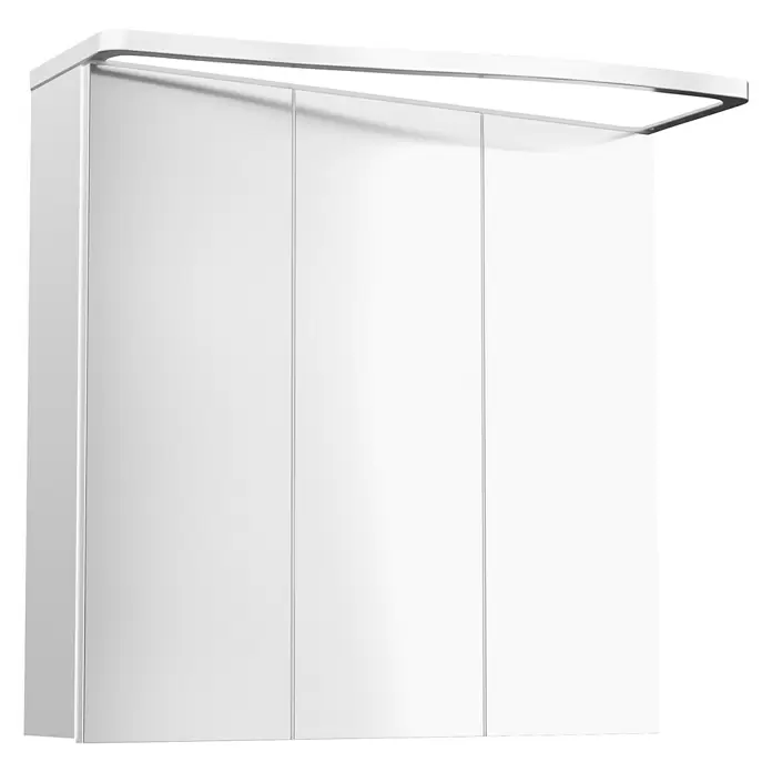 Camargue Lineo LED-Spiegelschrank - B x H: 70,4 x 70,2 cm, Mit Beleuchtung, Spanplatte, Weiß, Rechts - Diagonale Ansicht