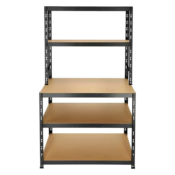 Regalux Metall-Schwerlast-Stufenregal - B x H: 100 x 180 cm, Tiefe: 60 cm, Stecken - Vorderansicht