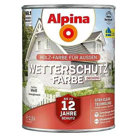 Alpina  Wetterschutzfarbe deckend Holz-Farbe für Außen