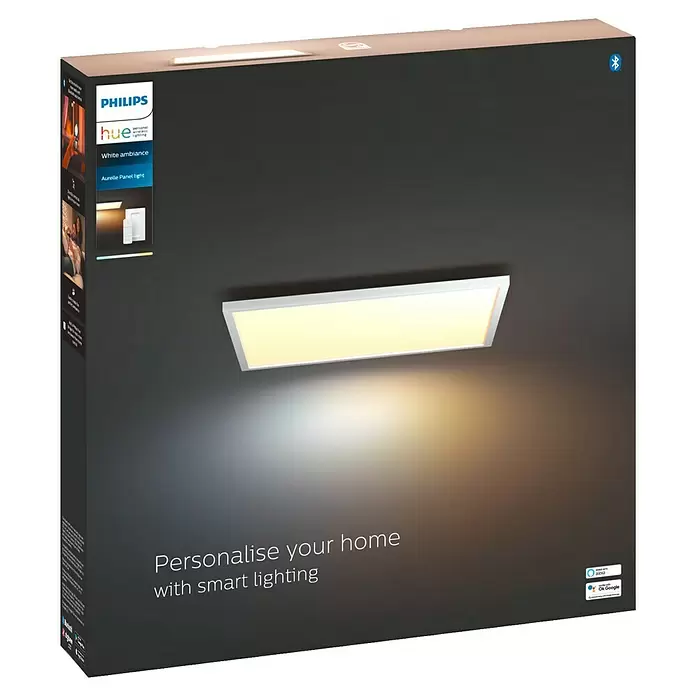 Philips Hue LED-Panel Aurelle - 39 W, L x B x H: 60 x 60 x 4,6 cm, Weiß, Warmweiß - Diagonale Ansicht