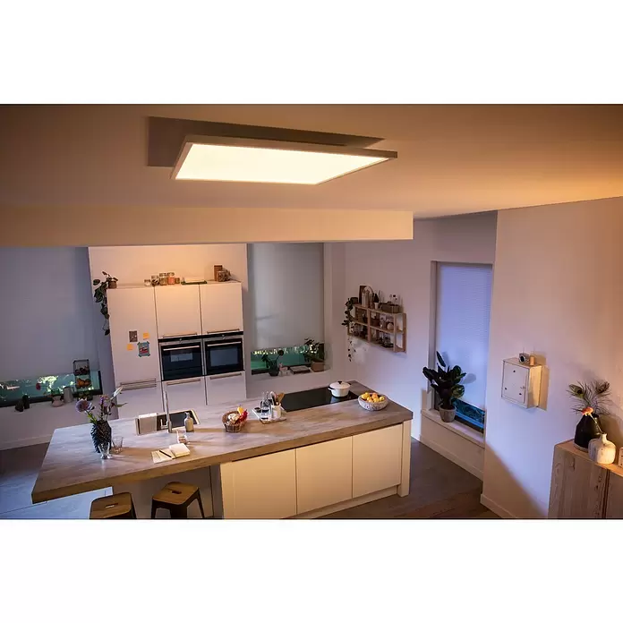 Philips Hue LED-Panel Aurelle - 39 W, L x B x H: 60 x 60 x 4,6 cm, Weiß, Warmweiß - Stimmungsaufnahme