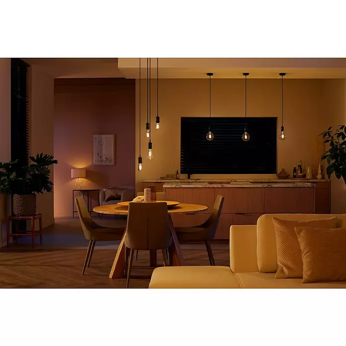 Philips Hue LED-Leuchtmittel White Ambiance Filament - E27, 7 W, G125, 550 lm, 1 Stk. - Stimmungsaufnahme