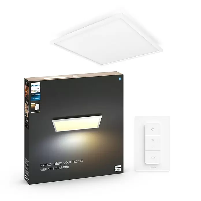 Philips Hue LED-Panel Aurelle - 39 W, L x B x H: 60 x 60 x 4,6 cm, Weiß, Warmweiß - Diagonale Ansicht