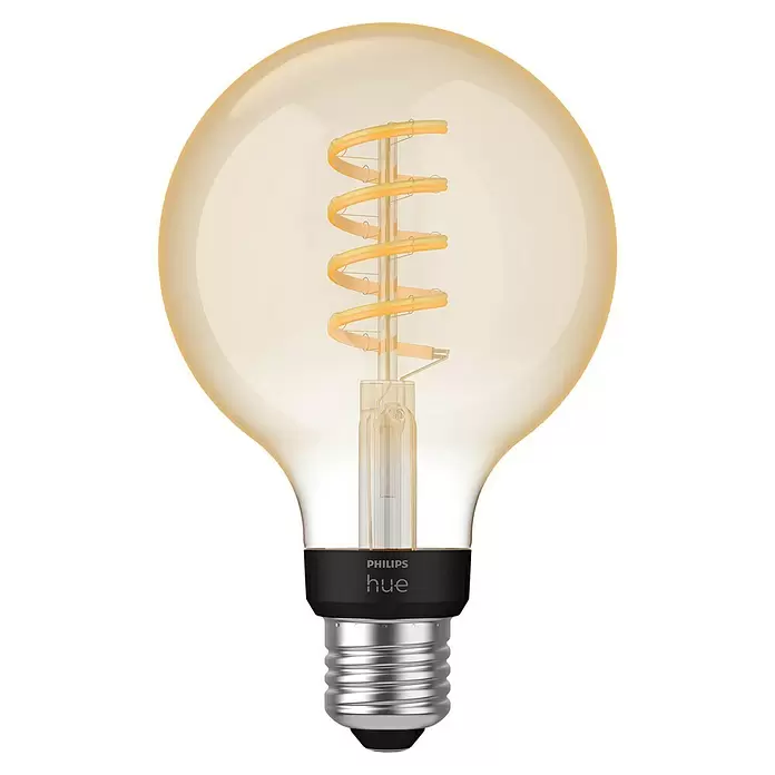 Philips Hue Bombilla LED White Ambiance Filament - E27, 7 W, G93, 550 lm, 1 ud. - Vista frontal