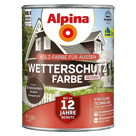 Alpina  Wetterschutzfarbe deckend Holz-Farbe für Außen