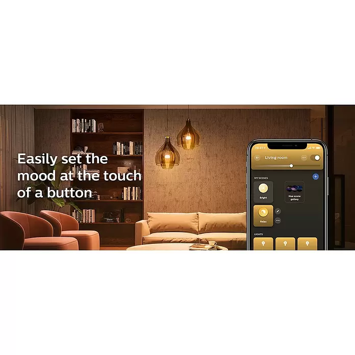 Philips Hue LED-Leuchtmittel White Ambiance - E27, 8 W, A60, 1.100 lm, 1 Stk. - Anwendungsbeispiel
