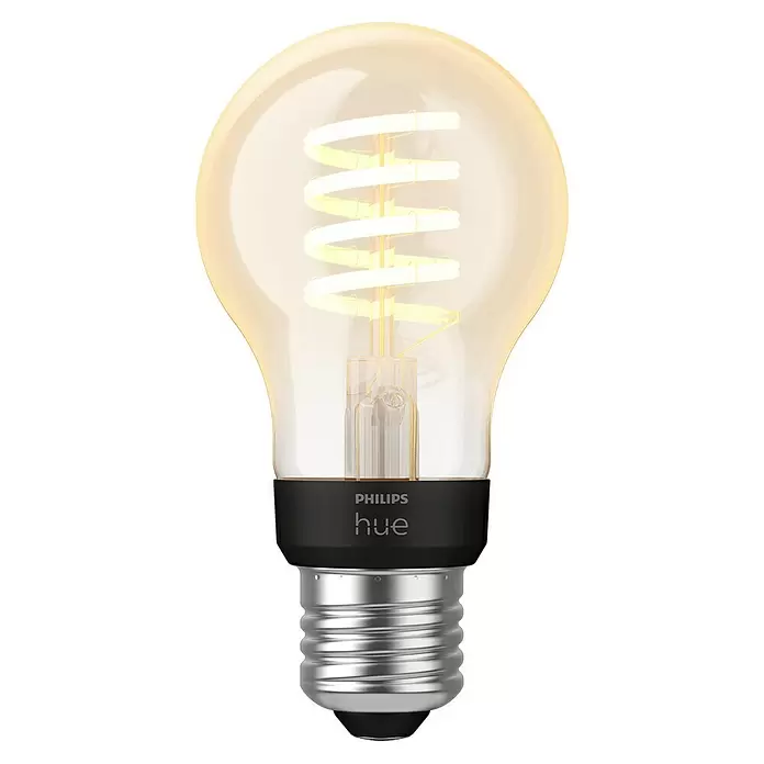 Philips Hue Bombilla LED White Ambiance Filament - E27, 7 W, A60, 550 lm, 1 ud. - Vista frontal