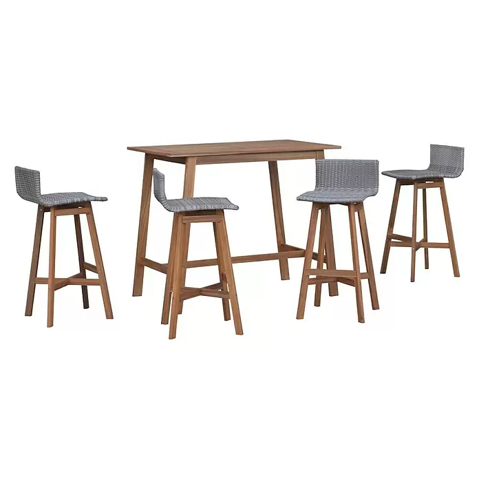 Conjunto de muebles de balcón Madison - 5 piezas, Acacia, Marrón - Vista angular