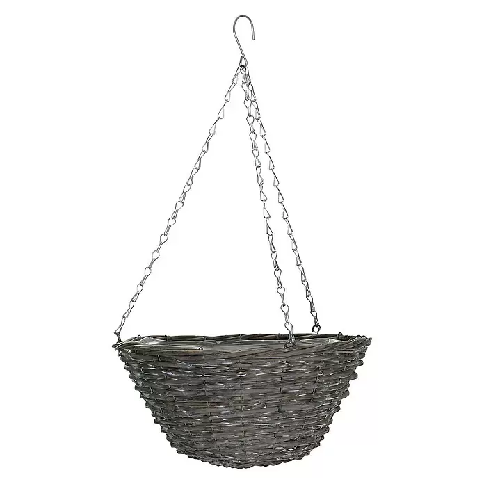 A.H.G. Blumenampel - Außenmaß (Ø x H): 17 x 35 cm, Naturmaterialien, Weiss - Vorderansicht