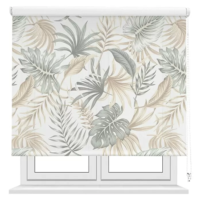 Estor enrollable Tropical - An x Al: 105 x 190 cm, Verde/Beige - Vista frontal