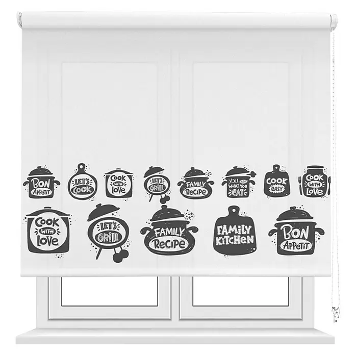 Estor enrollable Kitchen - An x Al: 150 x 190 cm, Blanco - Vista frontal