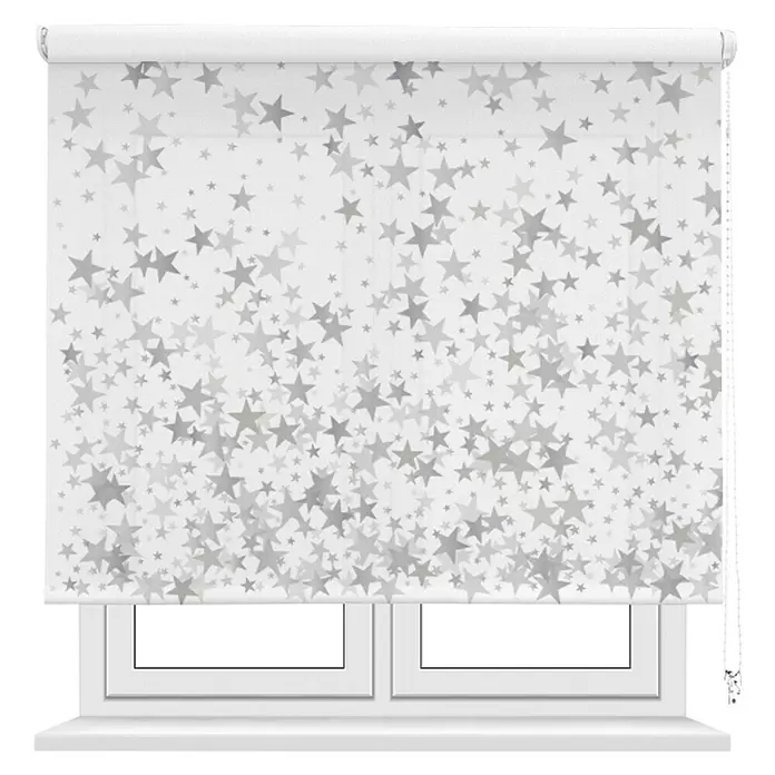 Estor enrollable Estrellas - An x Al: 90 x 190 cm, Blanco - Vista frontal