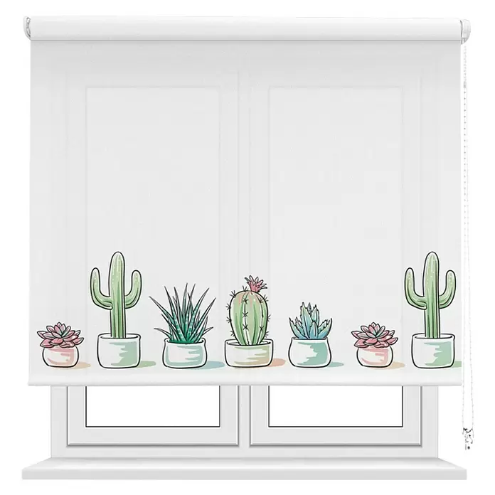 Estor enrollable Cactus - An x Al: 150 x 190 cm, Blanco - Vista frontal