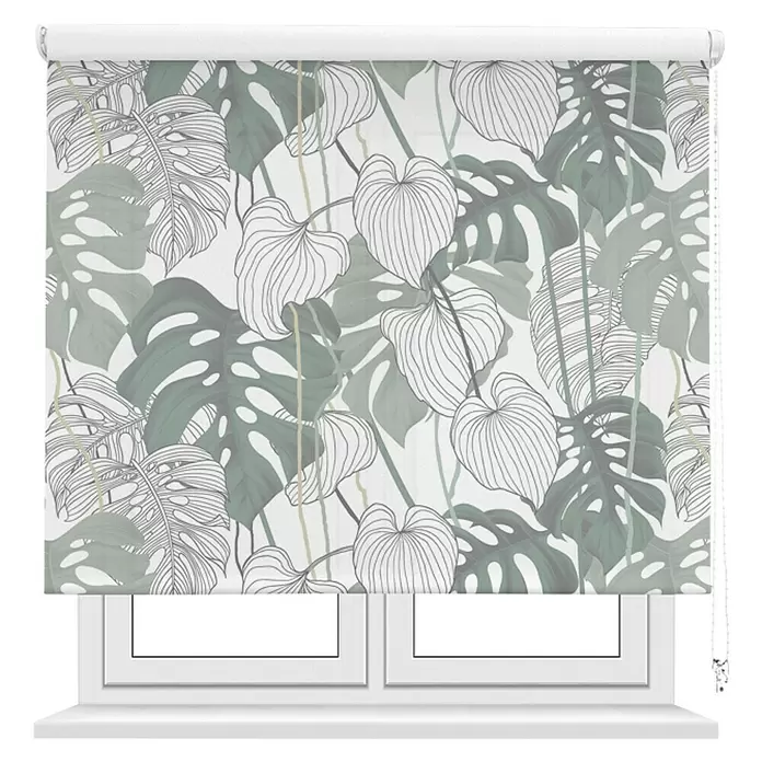 Estor enrollable Monstera - An x Al: 120 x 190 cm, Verde - Vista frontal