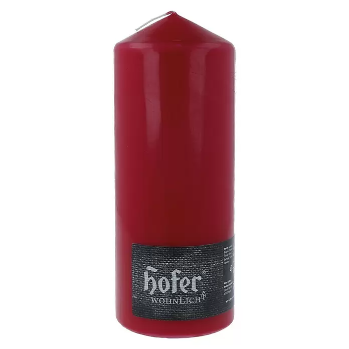 Hofer Wohnlicht Stumpenkerze - Ø x H: 10 x 27 cm, Bordeaux - Vorderansicht