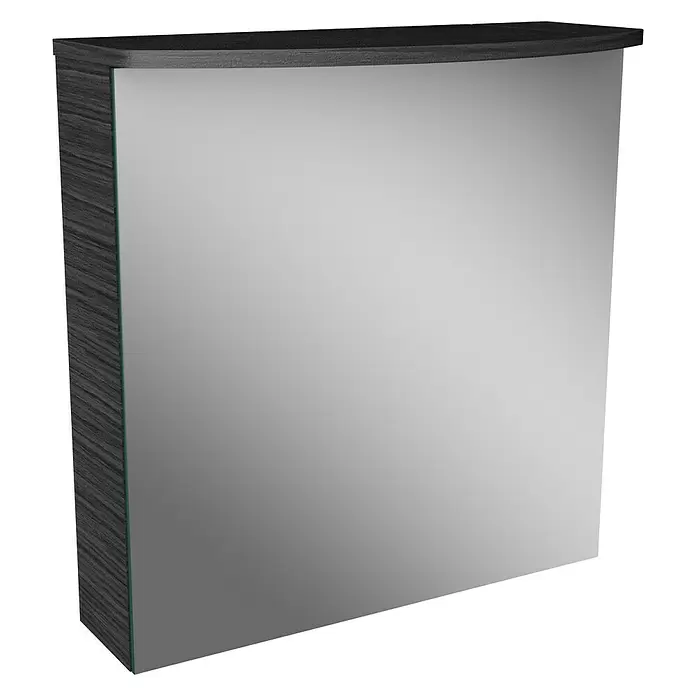 Camargue Swing LED-Spiegelschrank - B x H: 60 x 70,5 cm, Anschlag: Links, Mit Beleuchtung, Spanplatte, Darkoak - Diagonale Ansicht