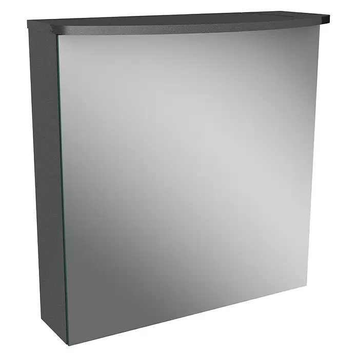 Camargue Swing LED-Spiegelschrank - B x H: 60 x 70,5 cm, Anschlag: Rechts, Mit Beleuchtung, Spanplatte, Grafit - Diagonale Ansicht