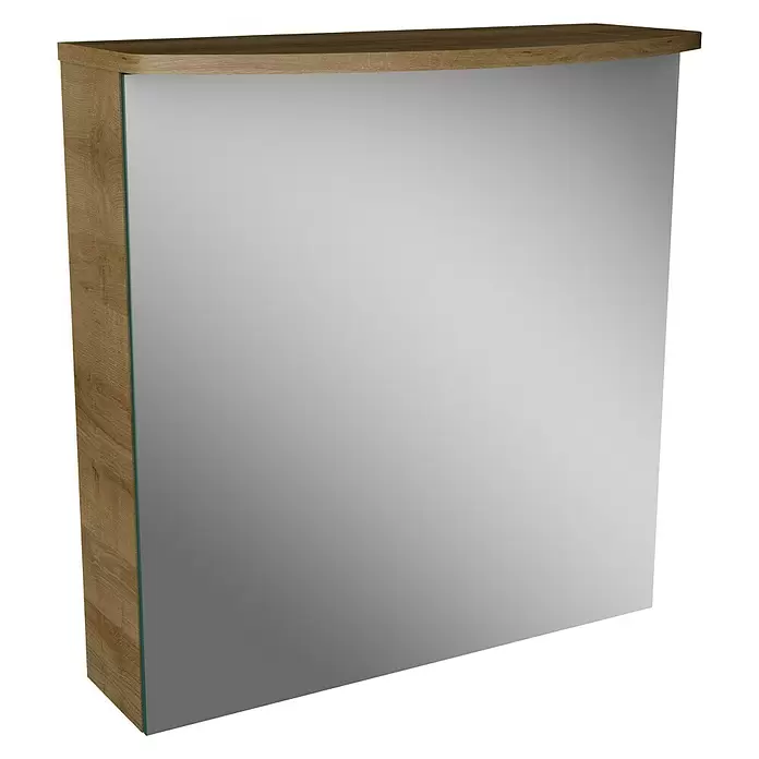 Camargue Swing LED-Spiegelschrank - B x H: 60 x 70,5 cm, Anschlag: Links, Mit Beleuchtung, Spanplatte, Berg Eiche - Diagonale Ansicht