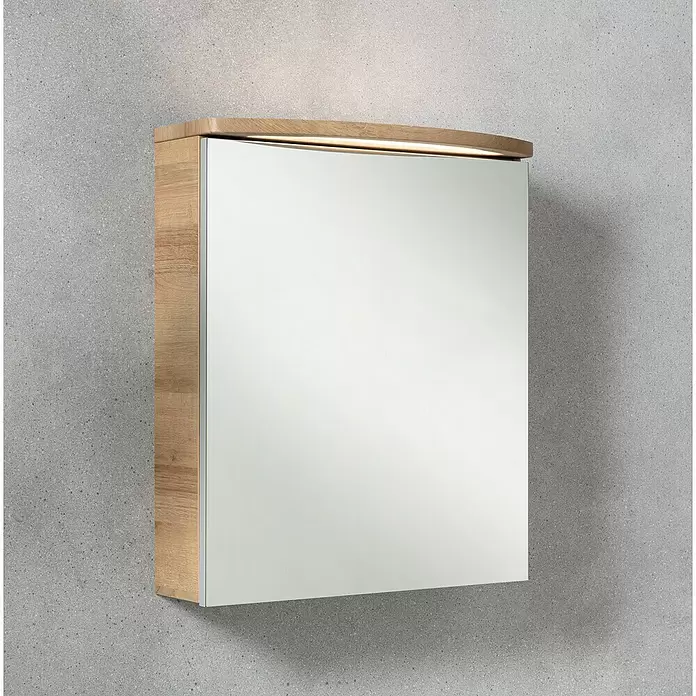 Camargue Swing LED-Spiegelschrank - B x H: 60 x 70,5 cm, Anschlag: Links, Mit Beleuchtung, Spanplatte, Berg Eiche - Stimmungsaufnahme