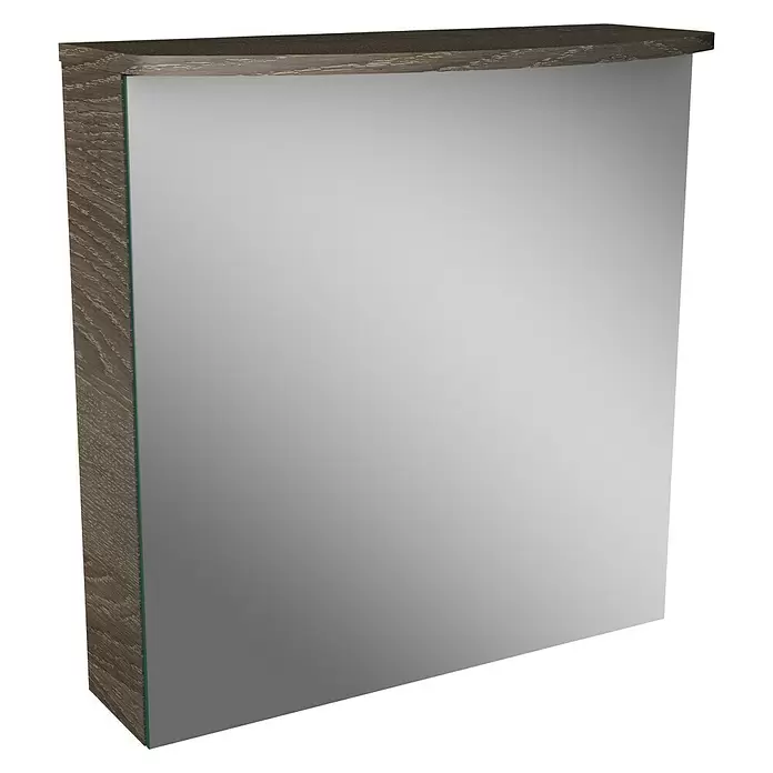 Camargue Swing LED-Spiegelschrank - B x H: 60 x 70,5 cm, Anschlag: Rechts, Mit Beleuchtung, Spanplatte, Eiche Maron - Diagonale Ansicht