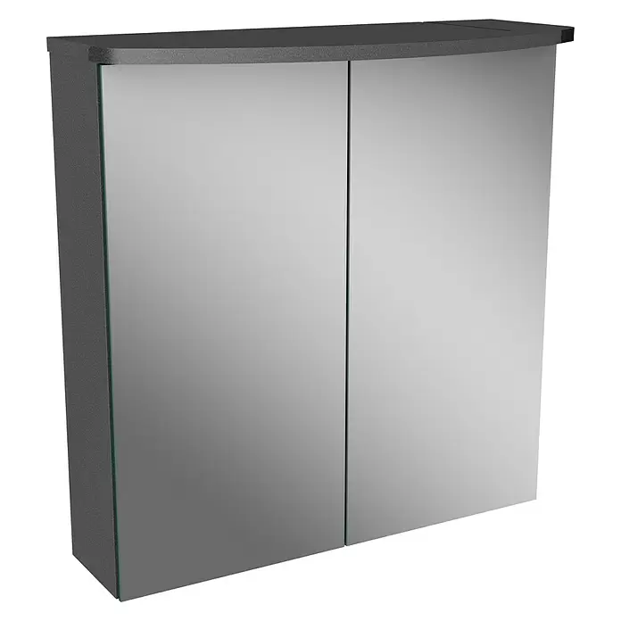 Camargue Swing LED-Spiegelschrank - B x H: 60 x 70,5 cm, Mit Beleuchtung, Spanplatte, Grafit - Diagonale Ansicht