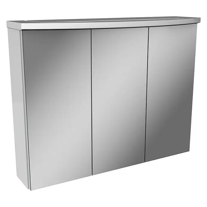 Camargue Swing LED-Spiegelschrank - B x H: 80 x 70,5 cm, Mit Beleuchtung, Spanplatte, Weiß - Diagonale Ansicht