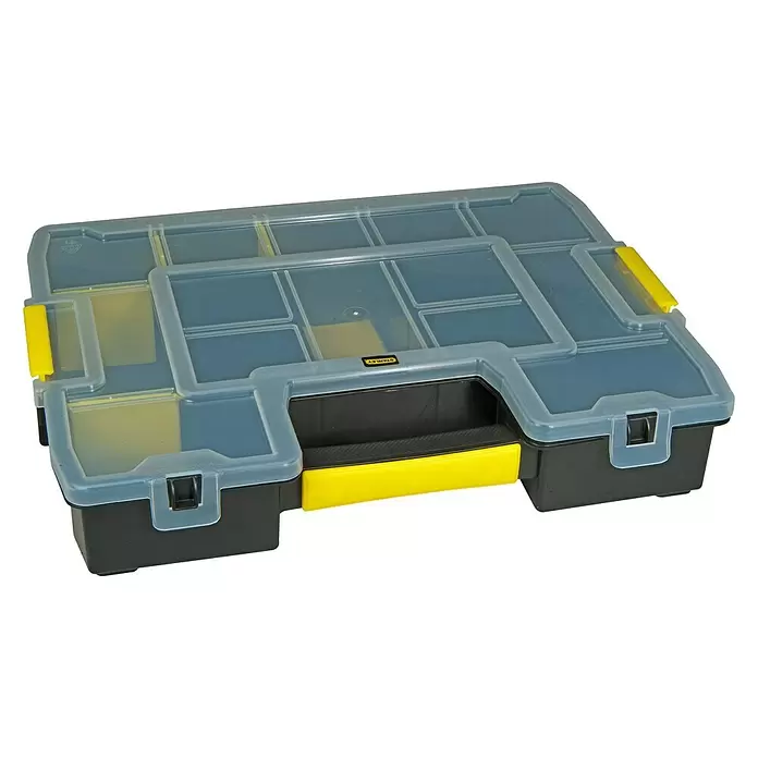 Stanley Junior Kleinteilekoffer Sortmaster Junior - Ohne Inhalt - Diagonale Ansicht