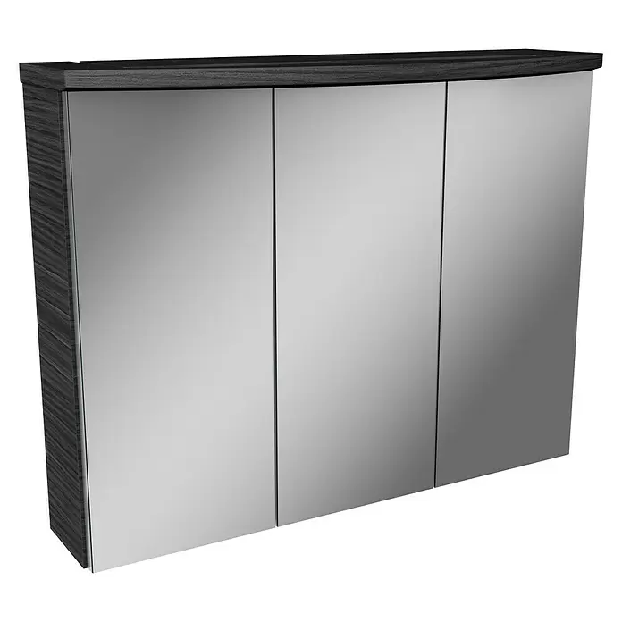 Camargue Swing LED-Spiegelschrank - B x H: 80 x 70,5 cm, Mit Beleuchtung, Spanplatte, Darkoak - Diagonale Ansicht