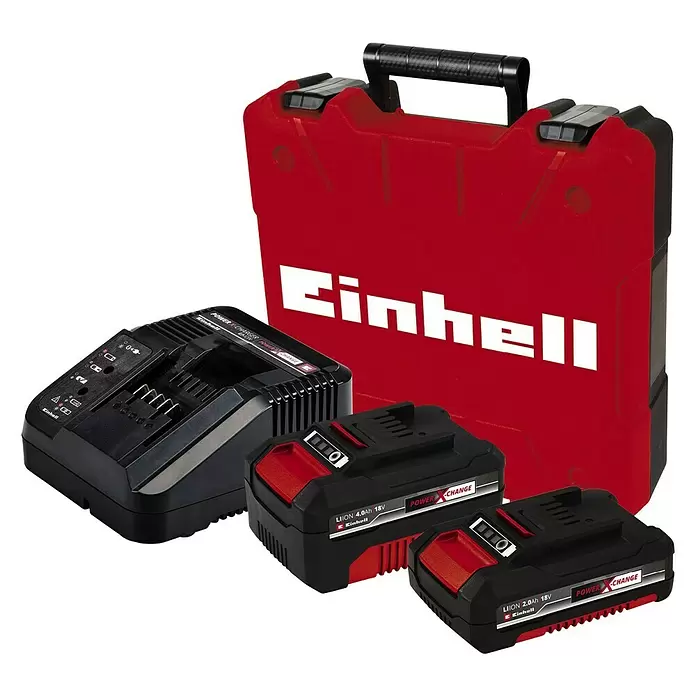 Einhell Power X-Change Akku-Schlagbohrschrauber TE-CD 18/50 Li-i BL - 18 V, 2 Akkus, 2 Ah - 4 Ah, Leerlaufdrehzahl: 0 U/min - 1.800 U/min - Diagonale Ansicht
