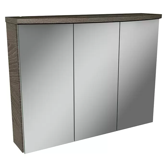 Camargue Swing LED-Spiegelschrank - B x H: 80 x 70,5 cm, Mit Beleuchtung, Spanplatte, Eiche Maron - Diagonale Ansicht