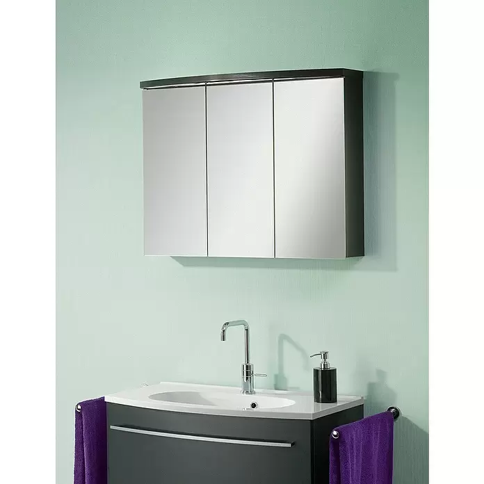 Camargue Swing LED-Spiegelschrank - B x H: 80 x 70,5 cm, Mit Beleuchtung, Spanplatte, Grafit - Stimmungsaufnahme