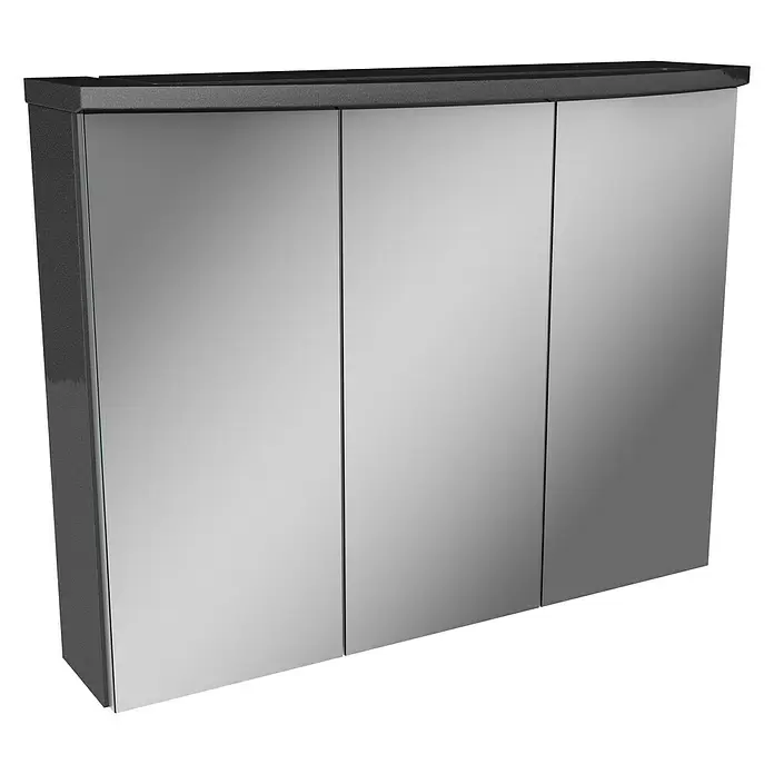 Camargue Swing LED-Spiegelschrank - B x H: 80 x 70,5 cm, Mit Beleuchtung, Spanplatte, Grafit - Diagonale Ansicht
