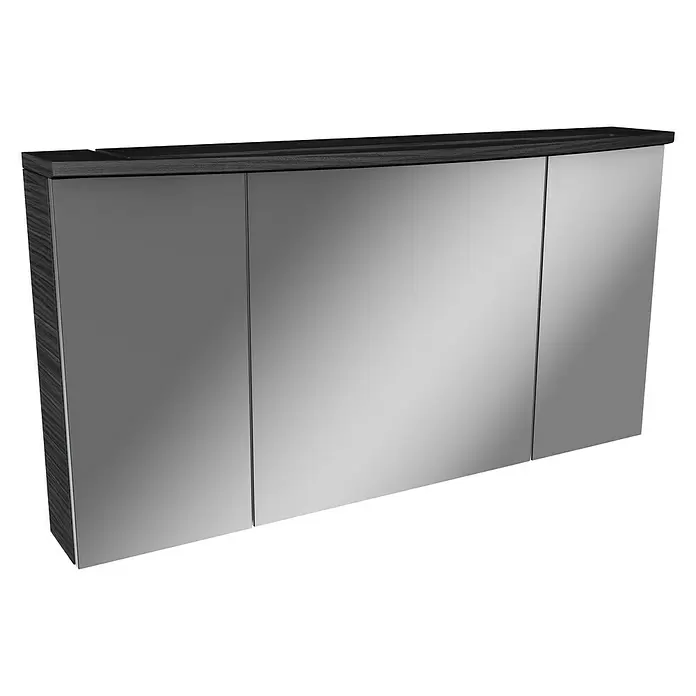 Camargue Swing LED-Spiegelschrank - B x H: 120 x 70,5 cm, Mit Beleuchtung, Spanplatte, Darkoak - Diagonale Ansicht