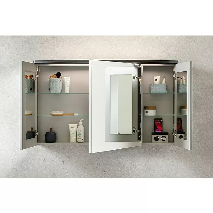 Camargue Swing LED-Spiegelschrank - B x H: 120 x 70,5 cm, Mit Beleuchtung, Spanplatte, Grafit - Stimmungsaufnahme