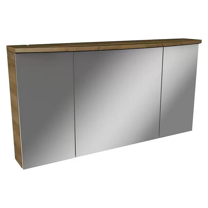 Camargue Swing LED-Spiegelschrank - B x H: 120 x 70,5 cm, Mit Beleuchtung, Spanplatte, Berg Eiche - Diagonale Ansicht