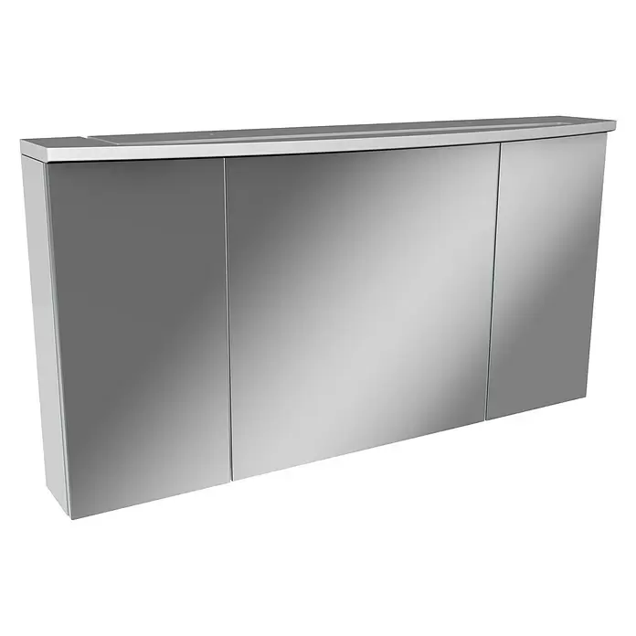 Camargue Swing LED-Spiegelschrank - B x H: 120 x 70,5 cm, Mit Beleuchtung, Spanplatte, Weiß - Diagonale Ansicht