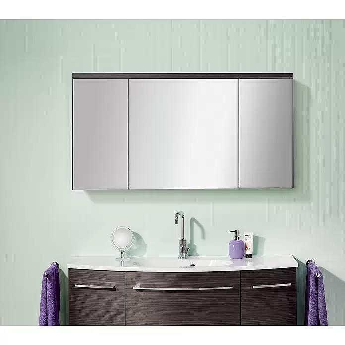 Camargue Swing LED-Spiegelschrank - B x H: 120 x 70,5 cm, Mit Beleuchtung, Spanplatte, Darkoak - Stimmungsaufnahme