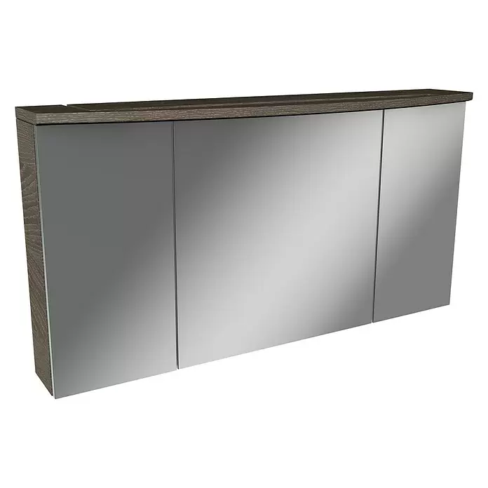 Camargue Swing LED-Spiegelschrank - B x H: 120 x 70,5 cm, Mit Beleuchtung, Spanplatte, Eiche Maron - Diagonale Ansicht
