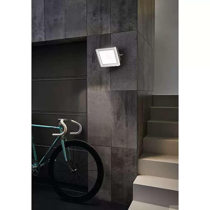 Eglo LED-Außenstrahler - 27,5 x 23 x 5 cm, Weiß, Glas - Stimmungsaufnahme