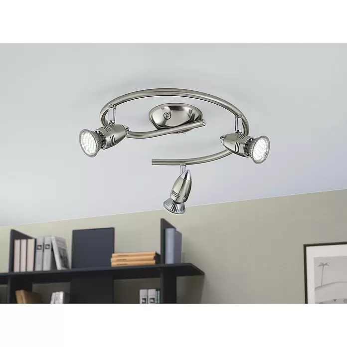 Eglo LED-Deckenstrahler MAGNUM-LED - 9 W, L x B x H: 25,5 x 0 x 295 cm, Nickel-matt/Chrom, 3 Stk. - Stimmungsaufnahme