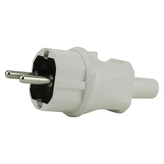 UniTEC Schutzkontaktstecker - 16 A, IP44, Weiß - Diagonale Ansicht