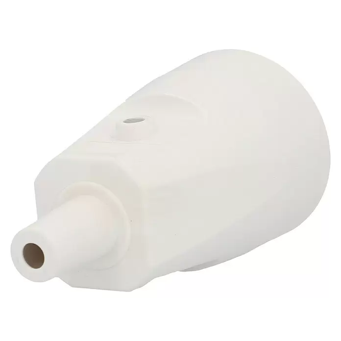 UniTEC Schutzkontakt-Kupplung - 16 A, IP20, Weiß, Kabelknickschutz - Diagonale Ansicht