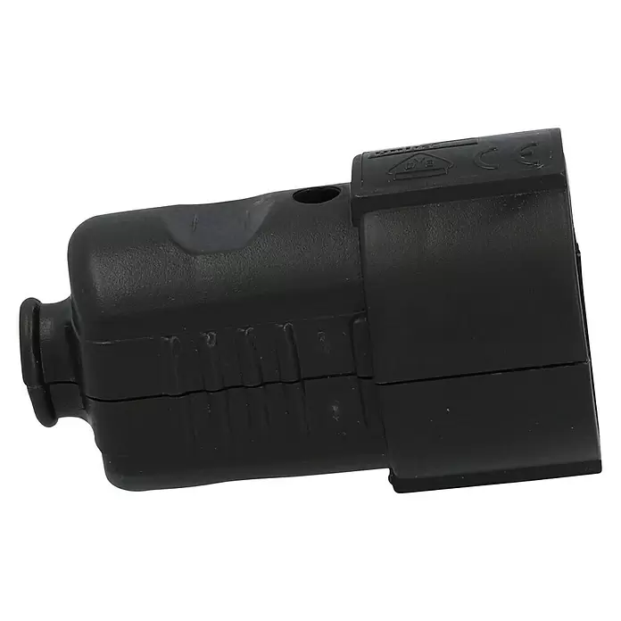 UniTEC Schutzkontakt-Kupplung - Schwarz, Kunststoff, IP20, 250 V, 16 A - Rechte Seitenansicht