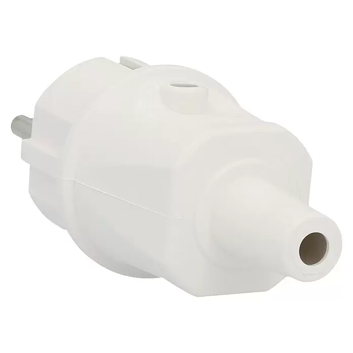 UniTEC Schutzkontaktstecker - 16 A, IP44, Weiß - Diagonale Ansicht