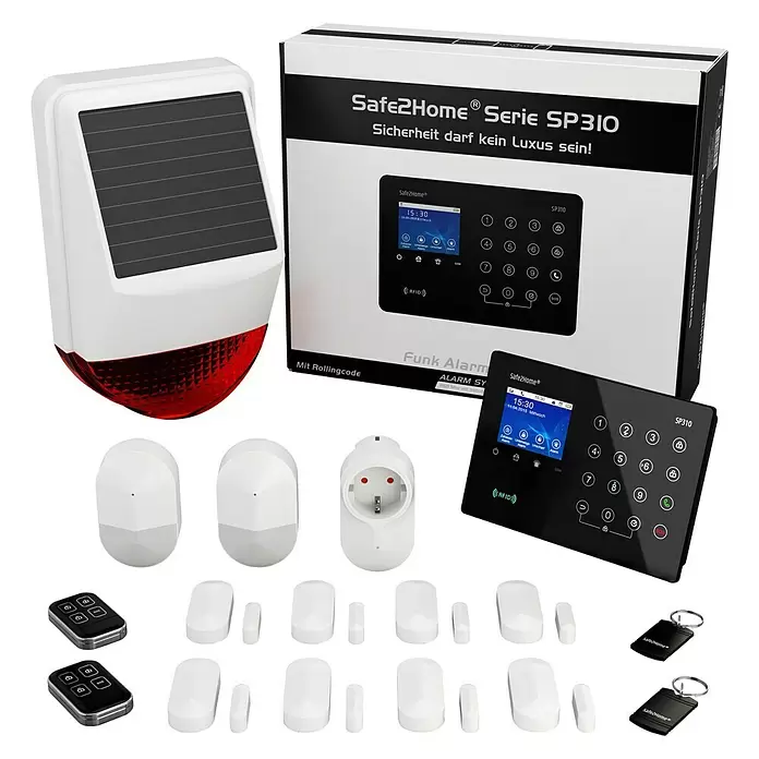 Safe2Home Alarmanlagen-Set Profi Serie SP310 - 17 -tlg., L x B x H: 195 x 136 x 31 mm - Ansicht von oben