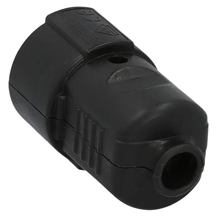 UniTEC Schutzkontakt-Kupplung - Schwarz, Kunststoff, IP20, 250 V, 16 A - Diagonale Ansicht